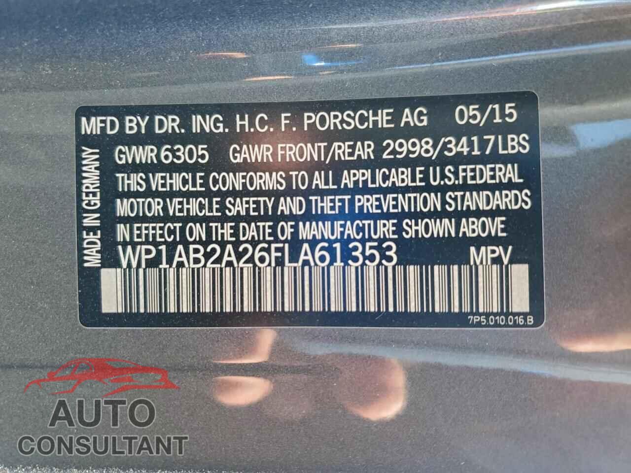 PORSCHE CAYENNE 2015 - WP1AB2A26FLA61353