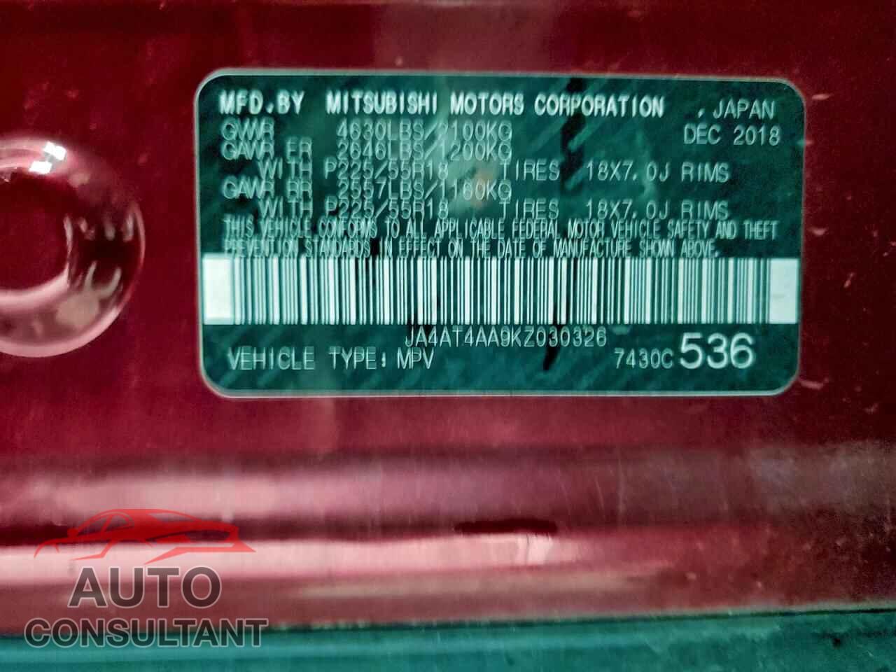 MITSUBISHI ECLIPSE 2019 - JA4AT4AA9KZ030326
