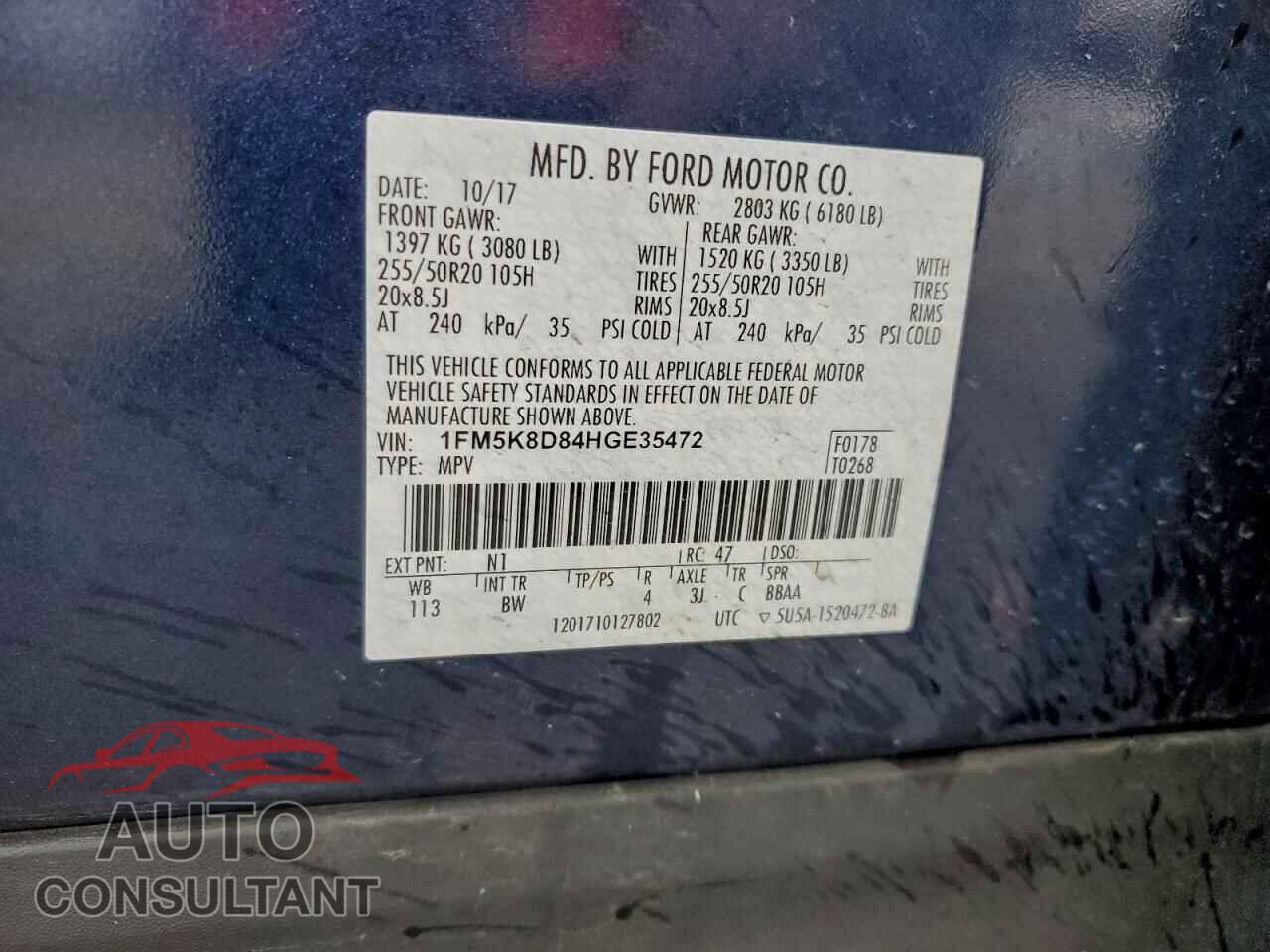 FORD EXPLORER 2017 - 1FM5K8D84HGE35472