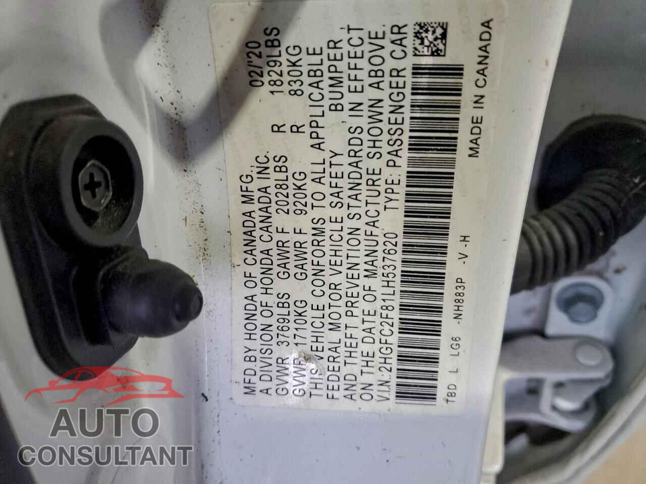 HONDA CIVIC 2020 - 2HGFC2F81LH537620