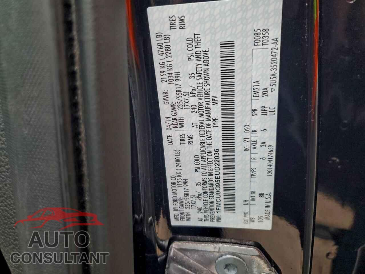 FORD ESCAPE 2014 - 1FMCU0G95EUD22036