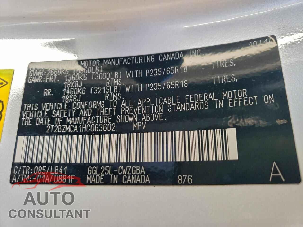 LEXUS RX350 2017 - 2T2BZMCA1HC063602