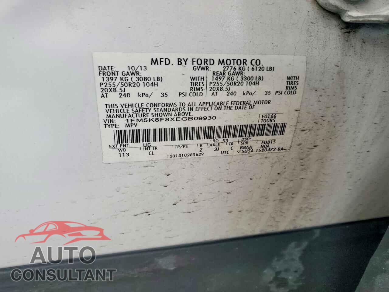 FORD EXPLORER 2014 - 1FM5K8F8XEGB09930