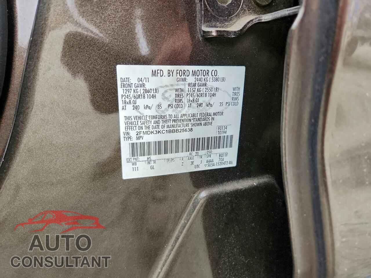 FORD EDGE 2011 - 2FMDK3KC1BBB25638