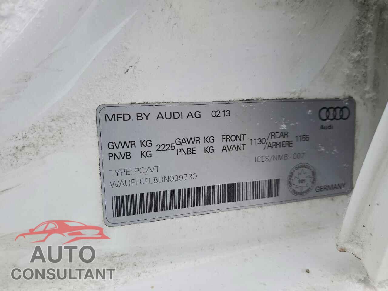 AUDI A4 2013 - WAUFFCFL8DN039730