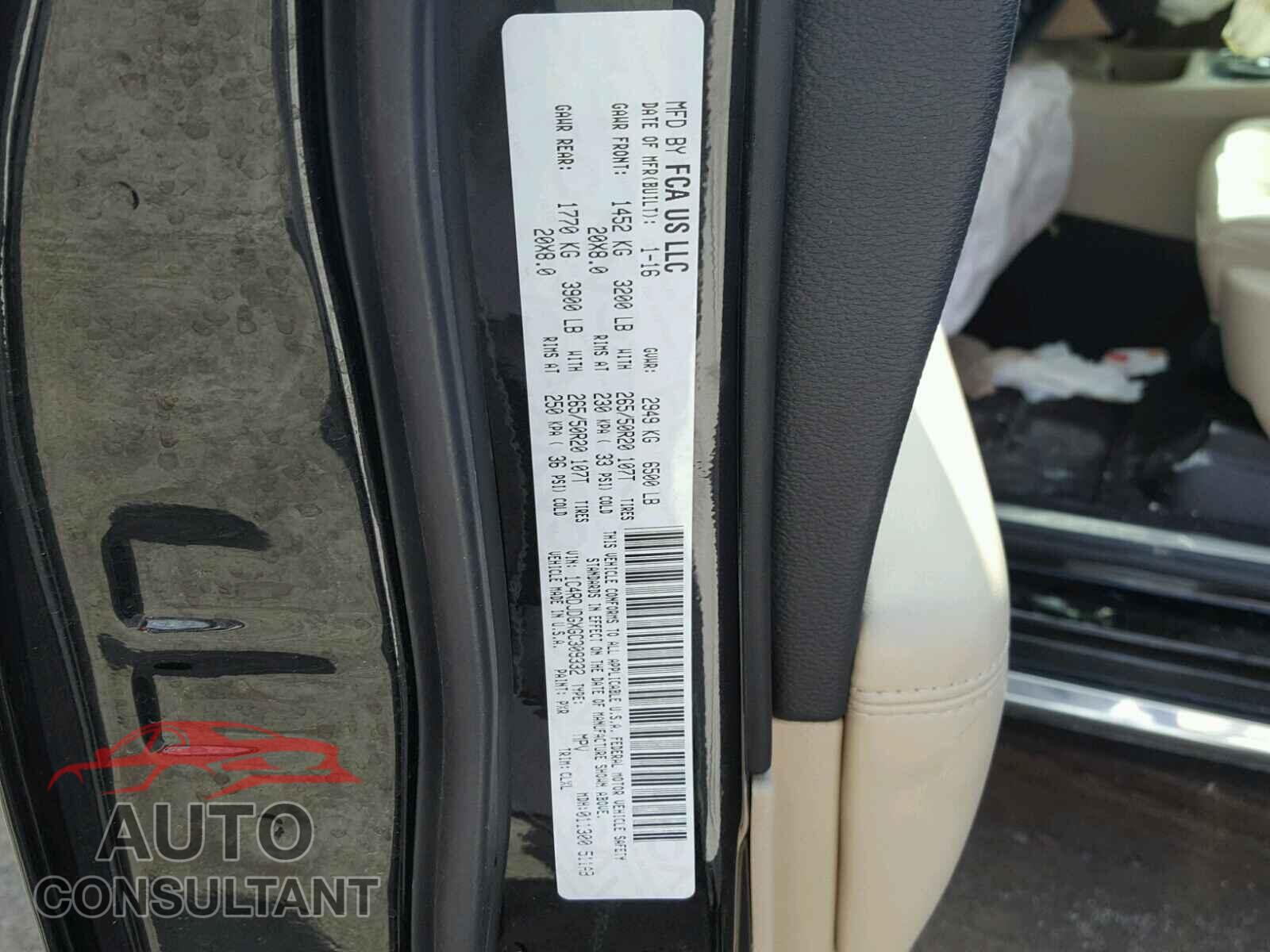 DODGE DURANGO 2016 - 1C4RDJDGXGC309332