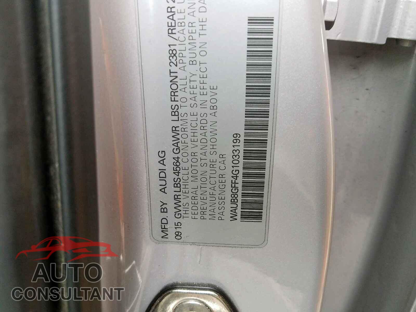 AUDI A3 2016 - WAUB8GFF4G1033199