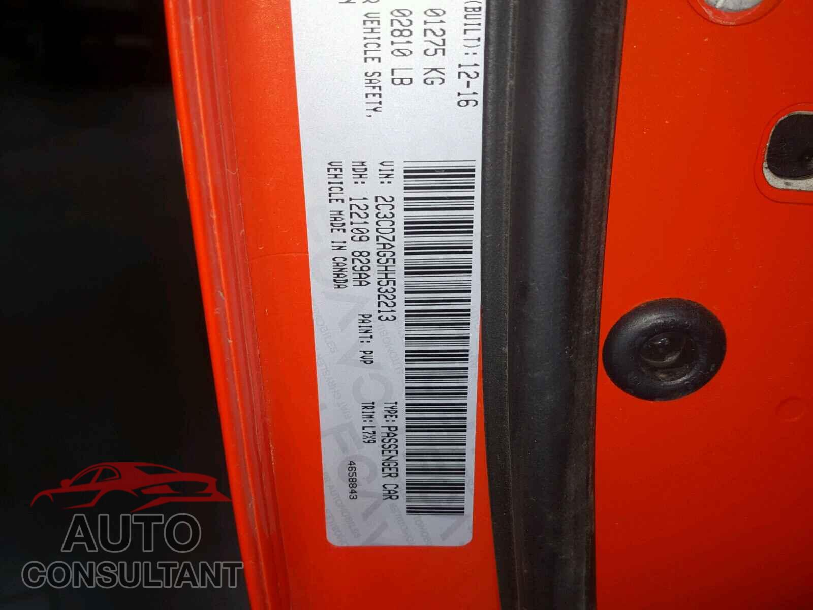 DODGE CHALLENGER 2017 - 2C3CDZAG5HH532213