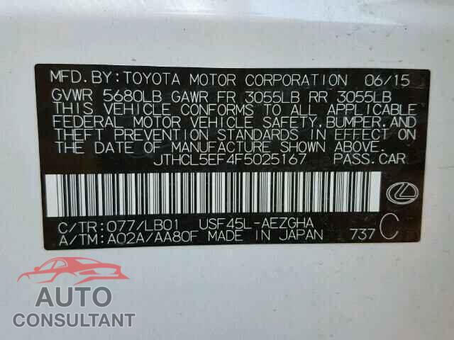 LEXUS LS460 2015 - JTHCL5EF4F5025167