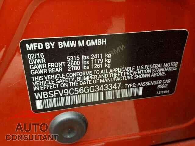 BMW M5 2016 - WBSFV9C56GG343347