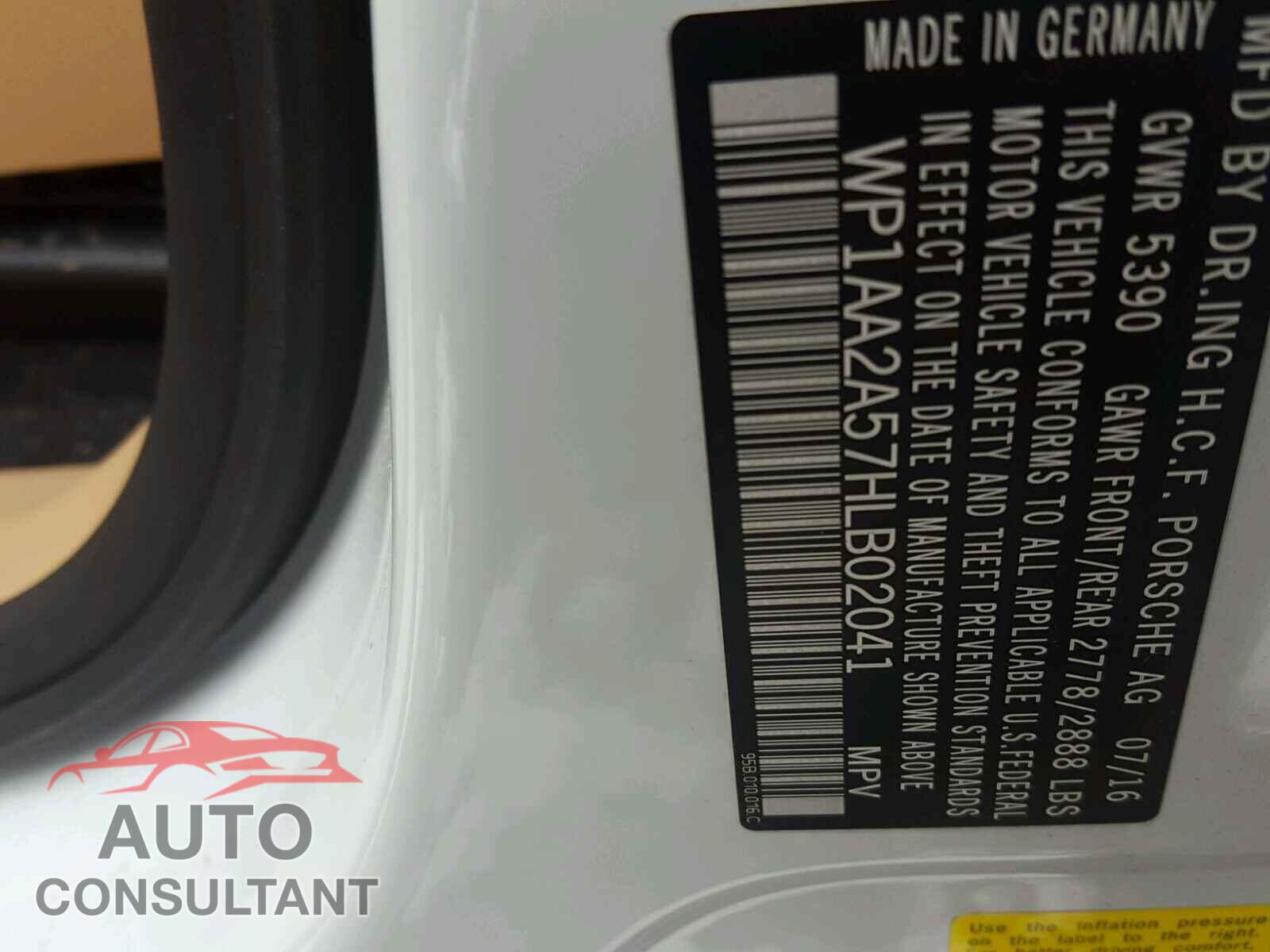 PORSCHE MACAN 2017 - WP1AA2A57HLB02041
