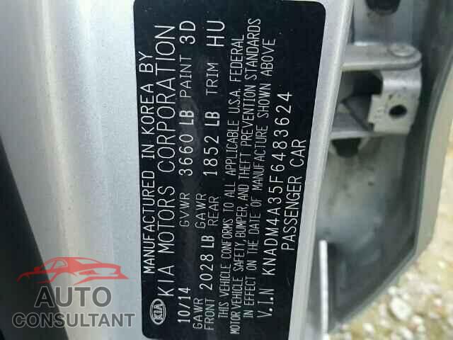 KIA RIO 2015 - KNADM4A35F6483624