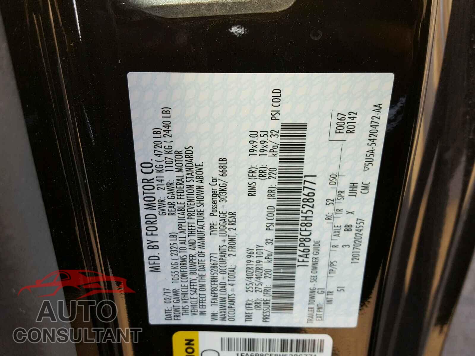 FORD MUSTANG 2017 - 1FA6P8CF8H5286771