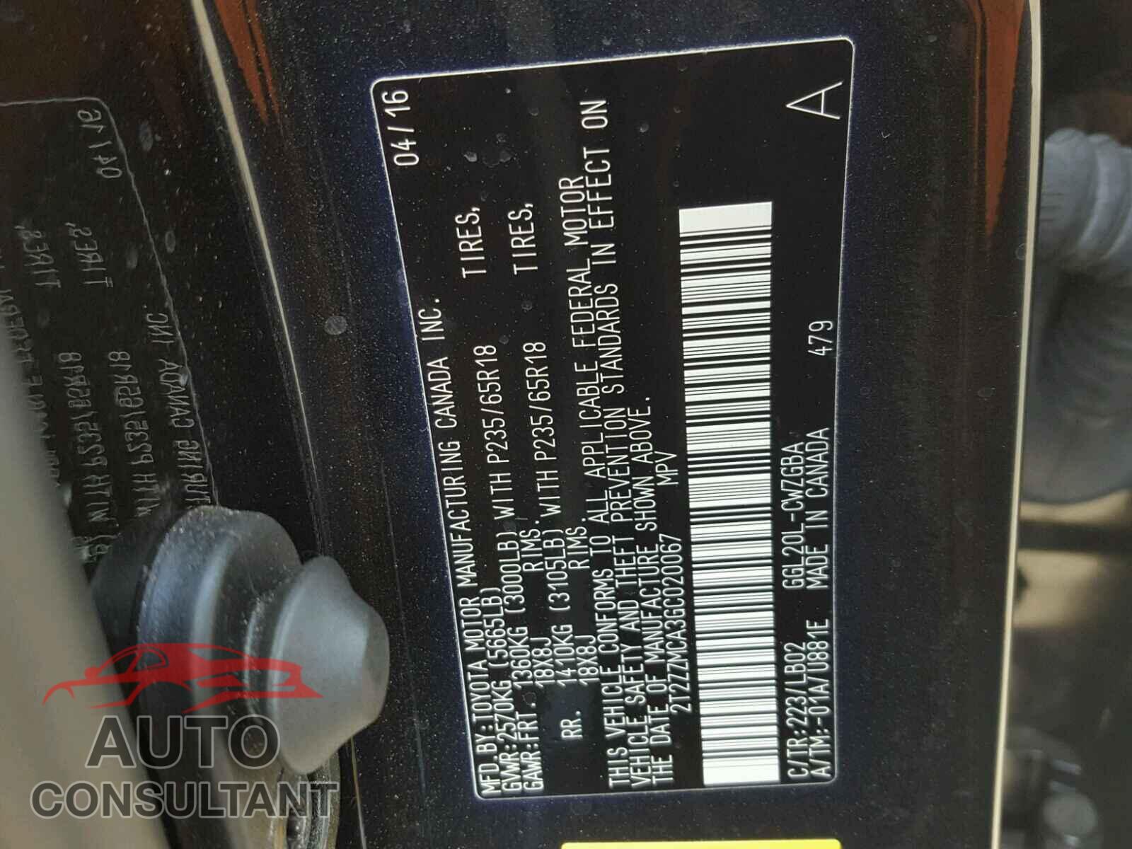 LEXUS RX350 2016 - 2T2ZZMCA3GC020067