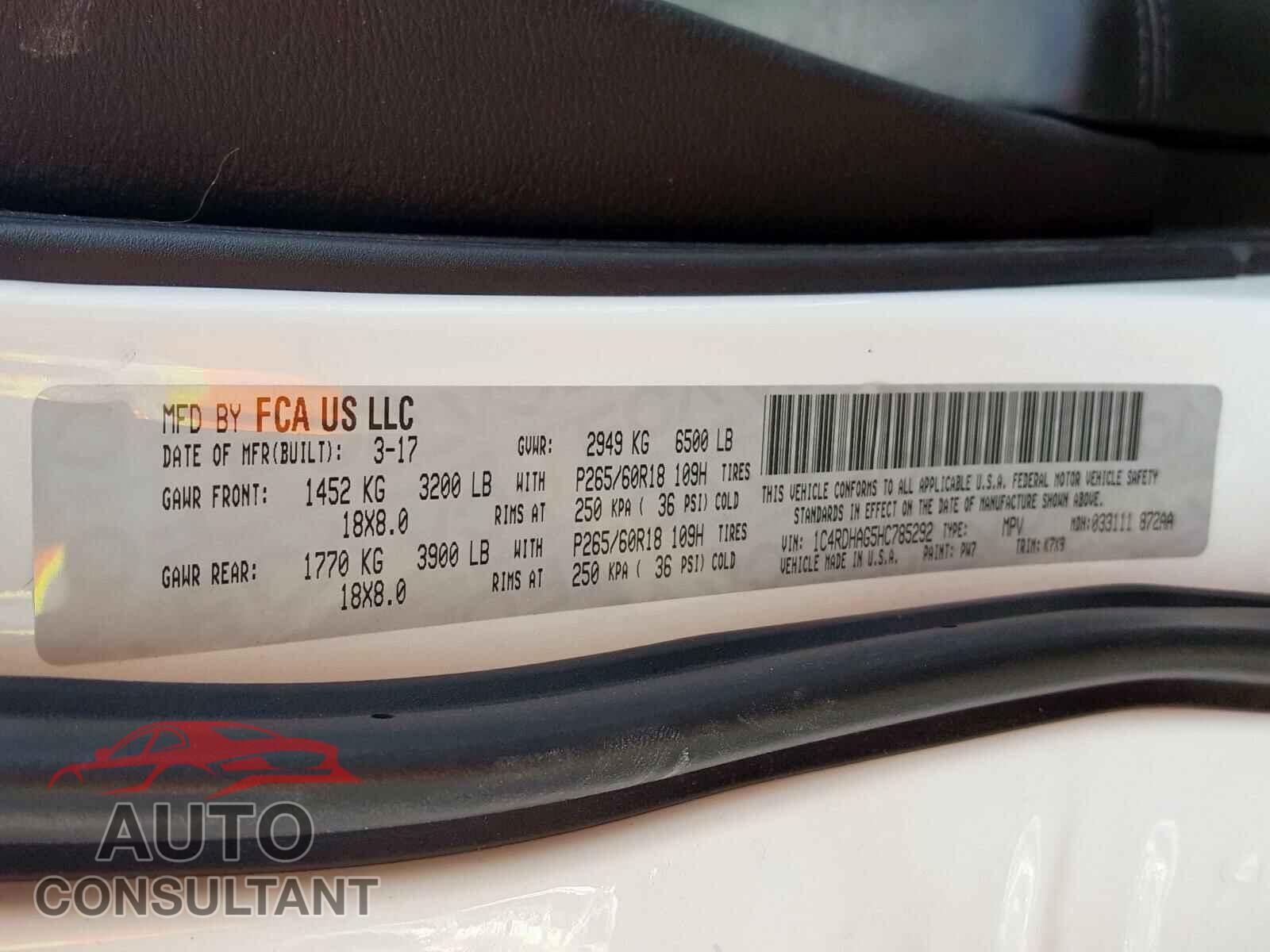 DODGE DURANGO 2017 - 4V4NC9EH1LN207573