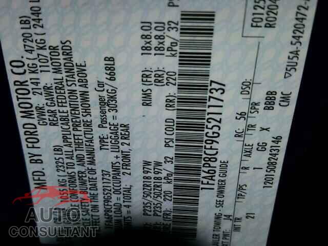 FORD MUSTANG 2016 - 1FA6P8CF9G5211737