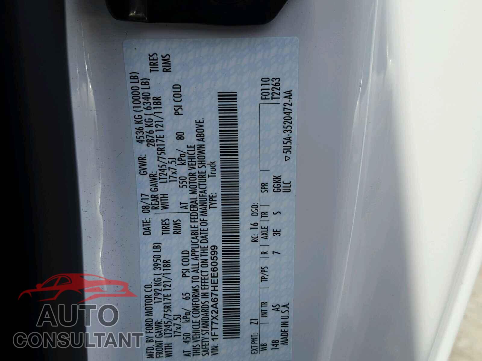 FORD F250 2017 - 1FT7X2A67HEE60599