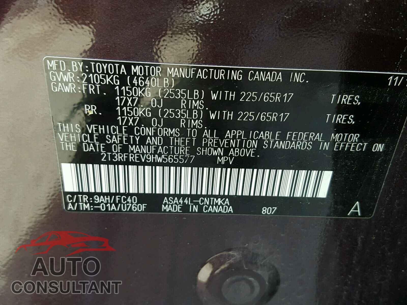TOYOTA RAV4 2017 - 2T3RFREV9HW565577