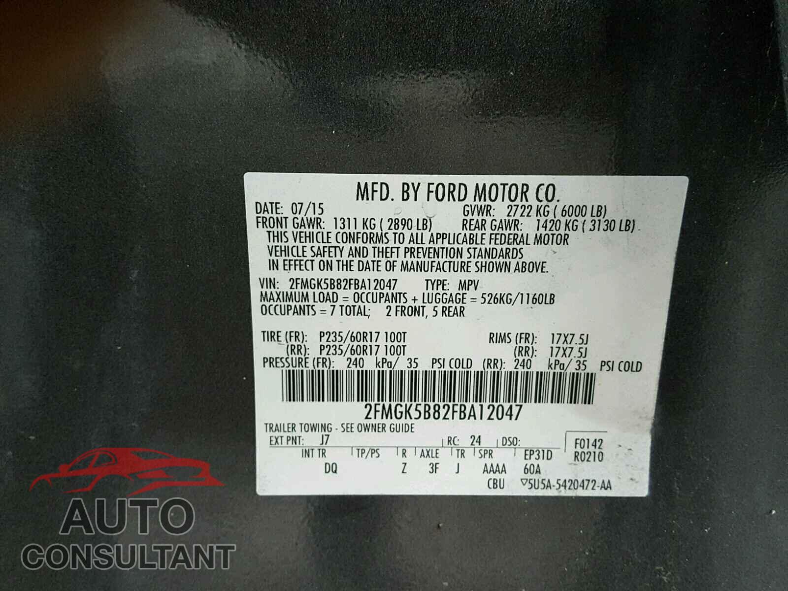 FORD FLEX 2015 - 2FMGK5B82FBA12047