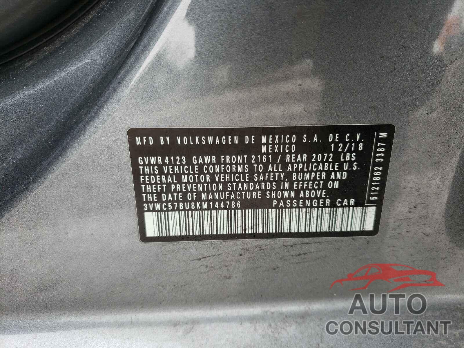 VOLKSWAGEN JETTA 2019 - 3VWC57BU8KM144786