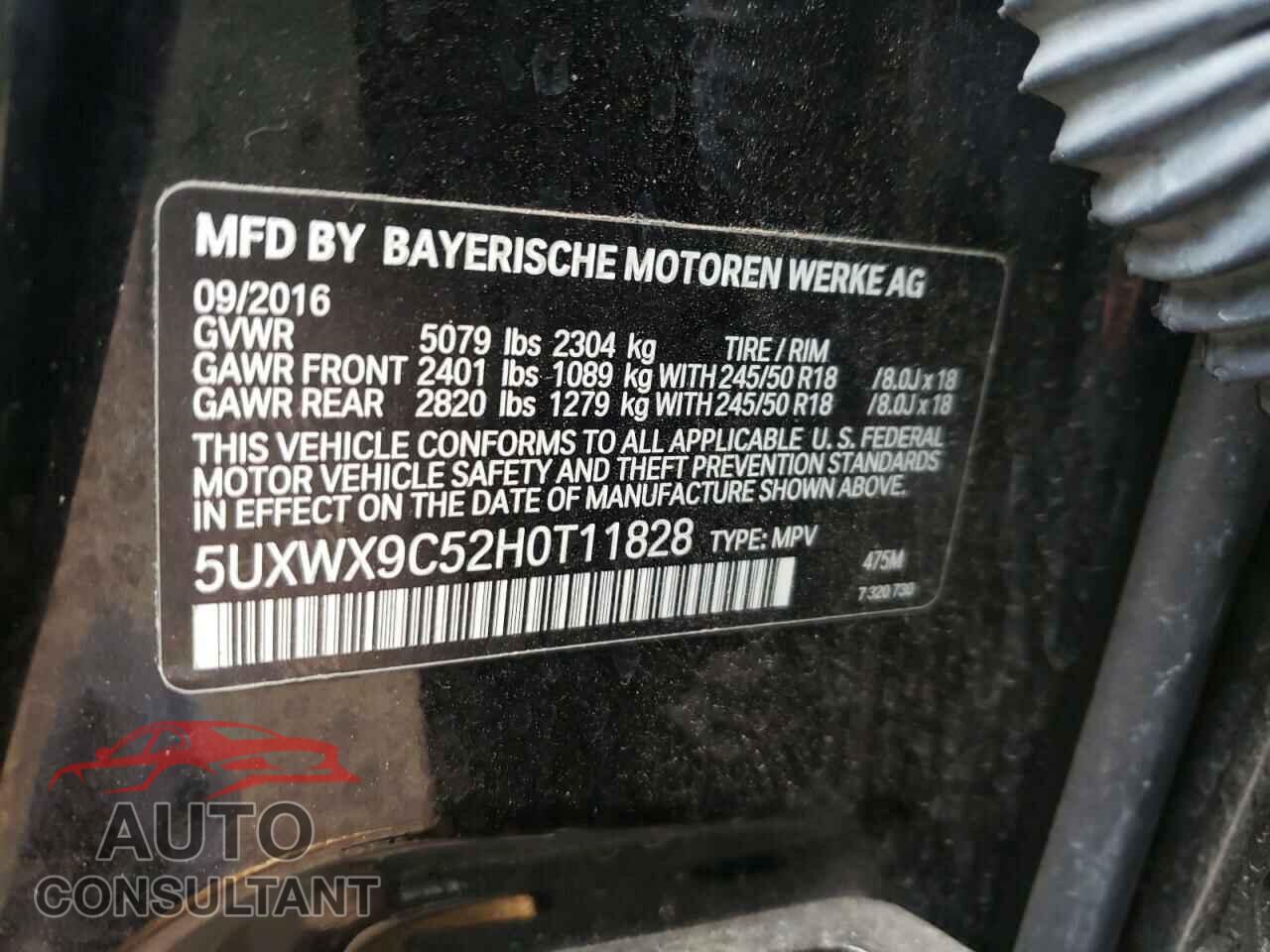 BMW X3 2017 - 2HGFC2F52GH567477
