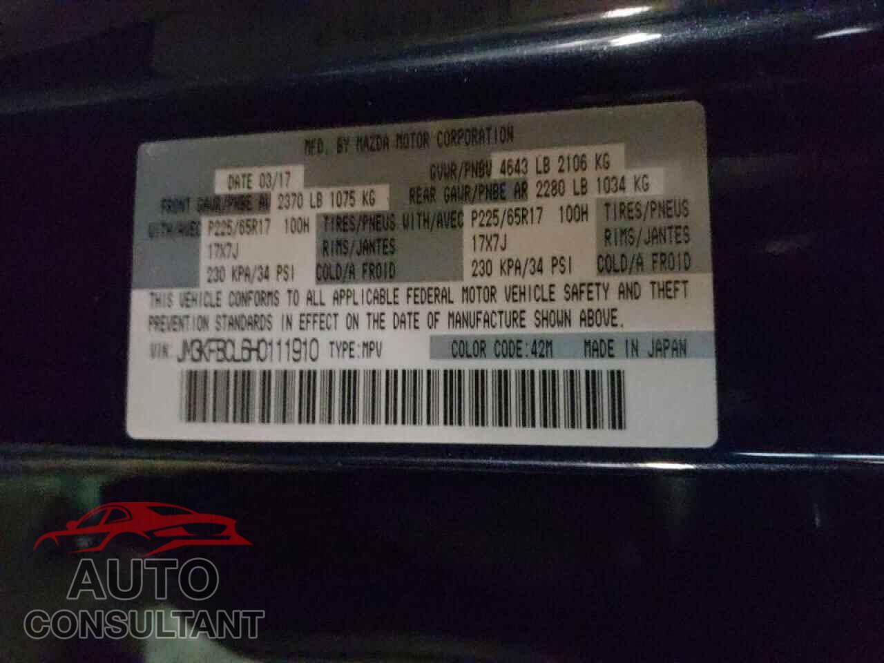 MAZDA CX-5 2017 - JM3KFBCL6H0111910