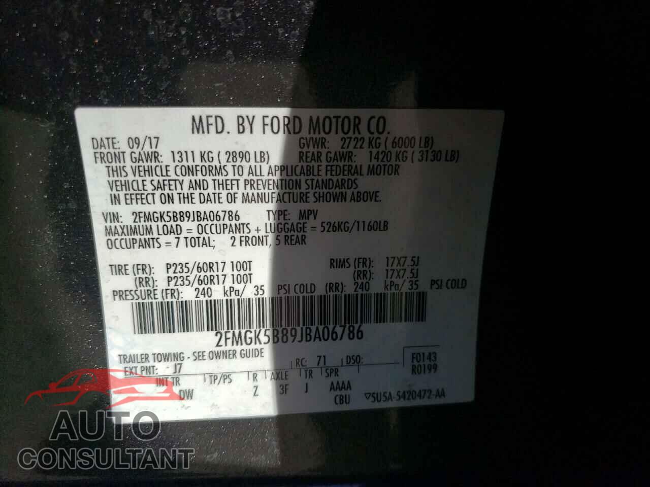 FORD FLEX 2018 - 2FMGK5B89JBA06786