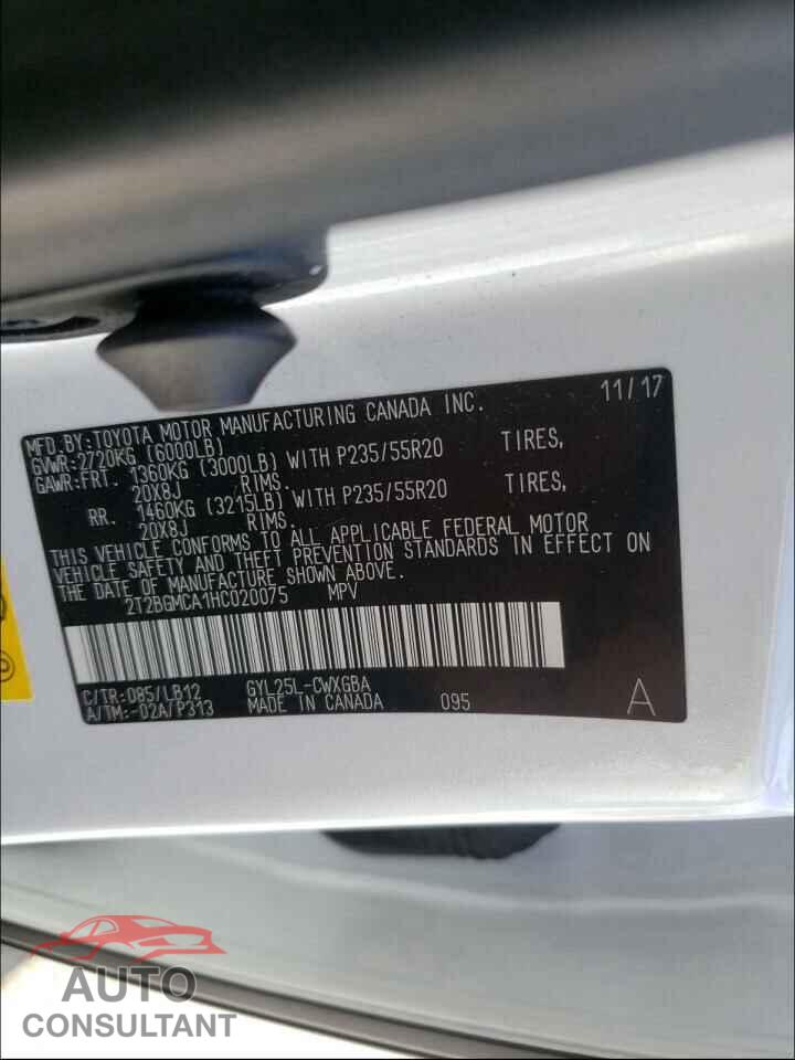 LEXUS RX450 2017 - 2T2BGMCA1HC020075