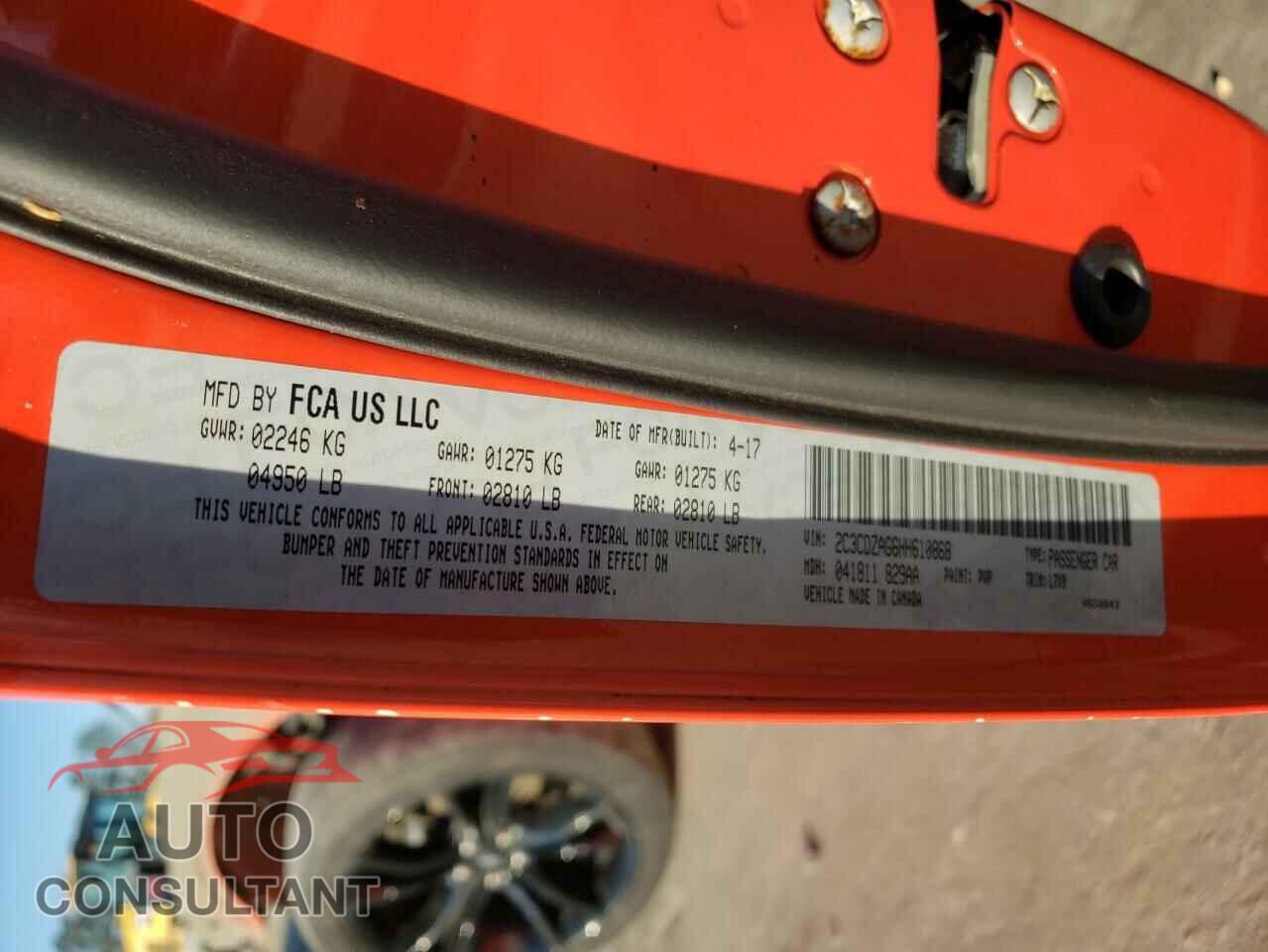 DODGE CHALLENGER 2017 - 2C3CDZAG6HH610868