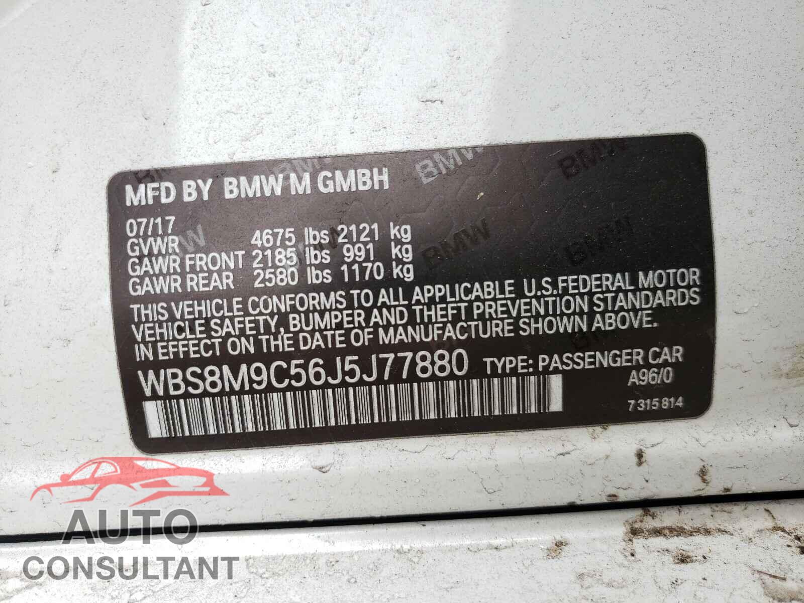BMW M3 2018 - WBS8M9C56J5J77880