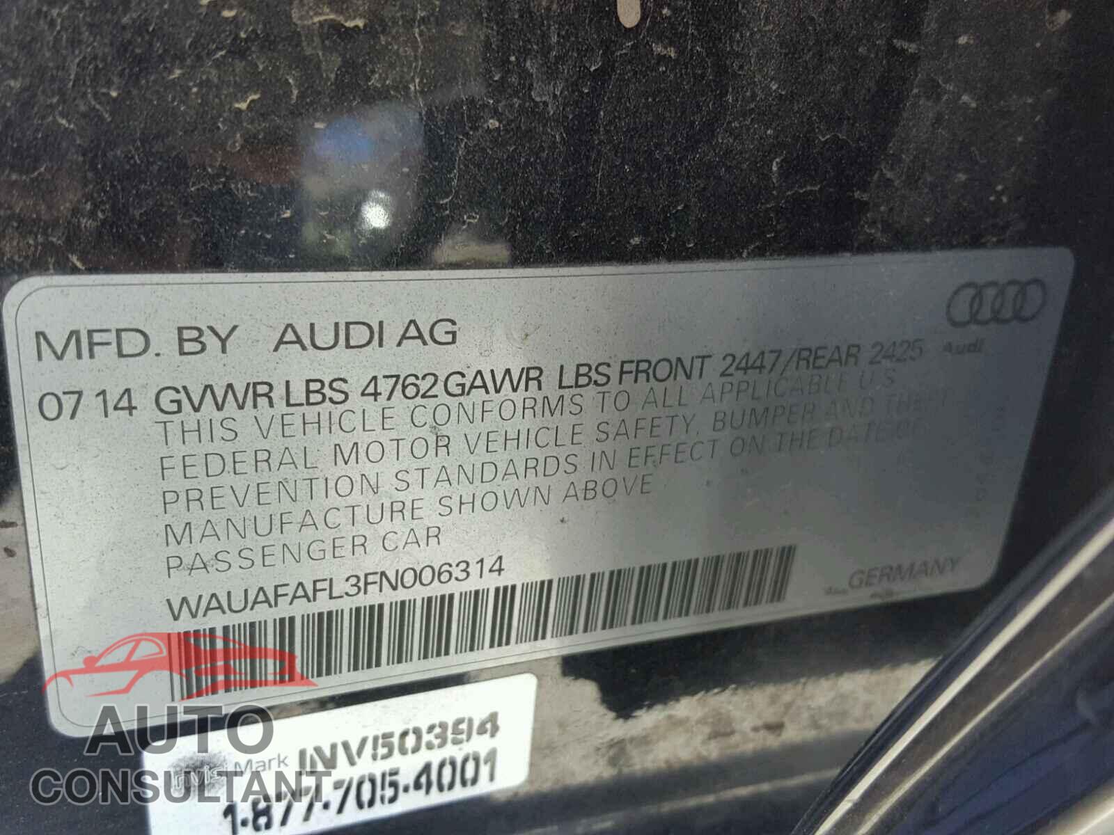 AUDI A4 2015 - WAUAFAFL3FN006314