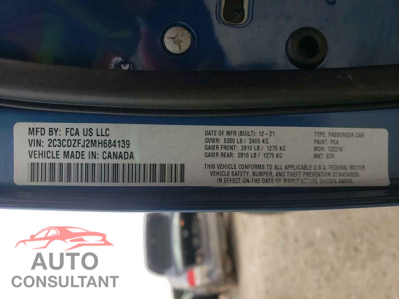 DODGE CHALLENGER 2021 - 2C3CDZFJ2MH684139