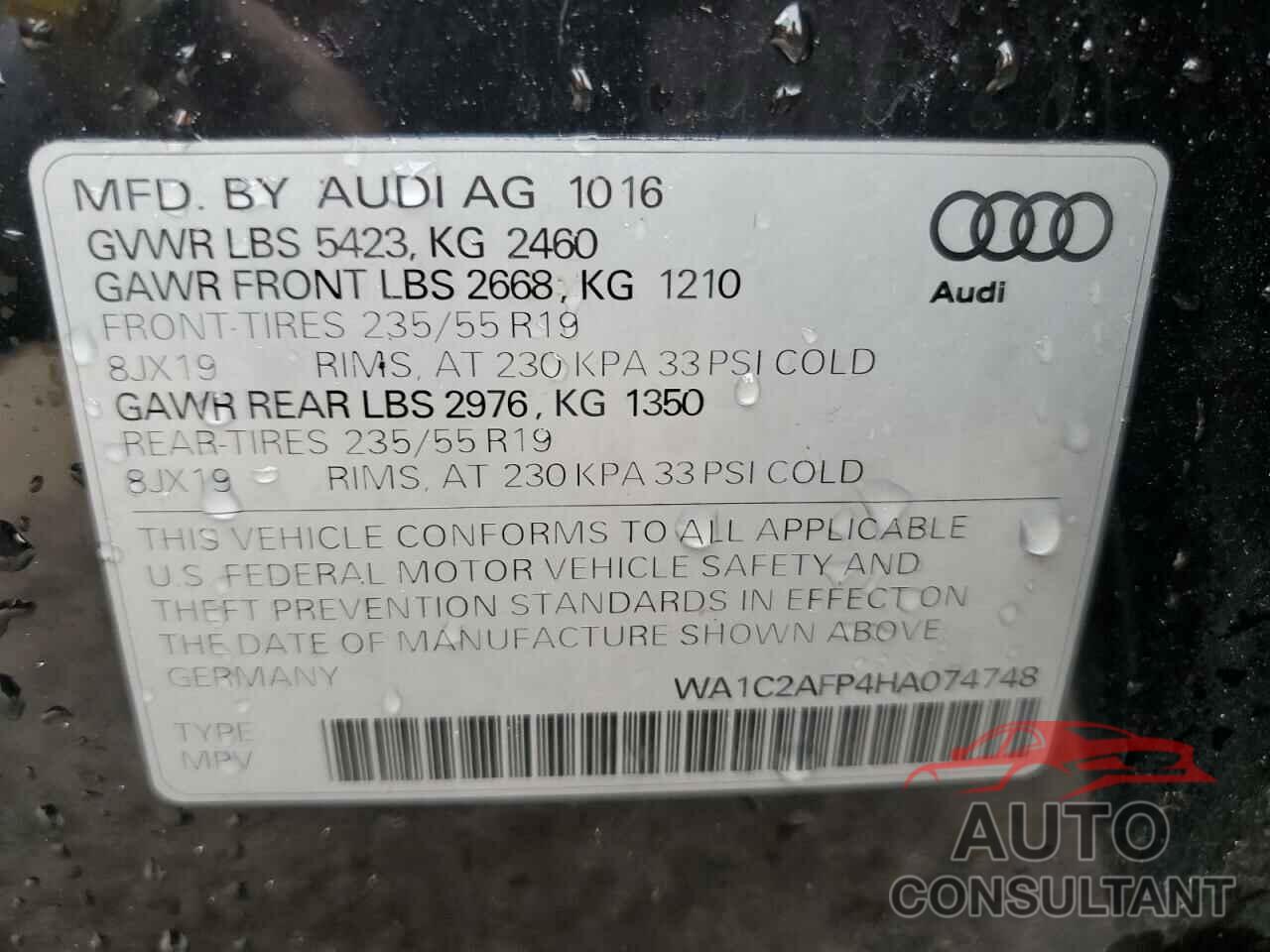 AUDI Q5 2017 - WA1C2AFP4HA074748