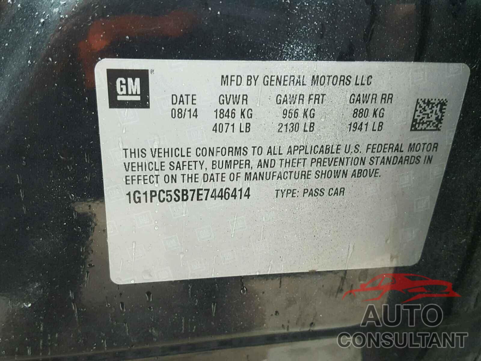 CHEVROLET CRUZE 2014 - 1G1PC5SB7E7446414