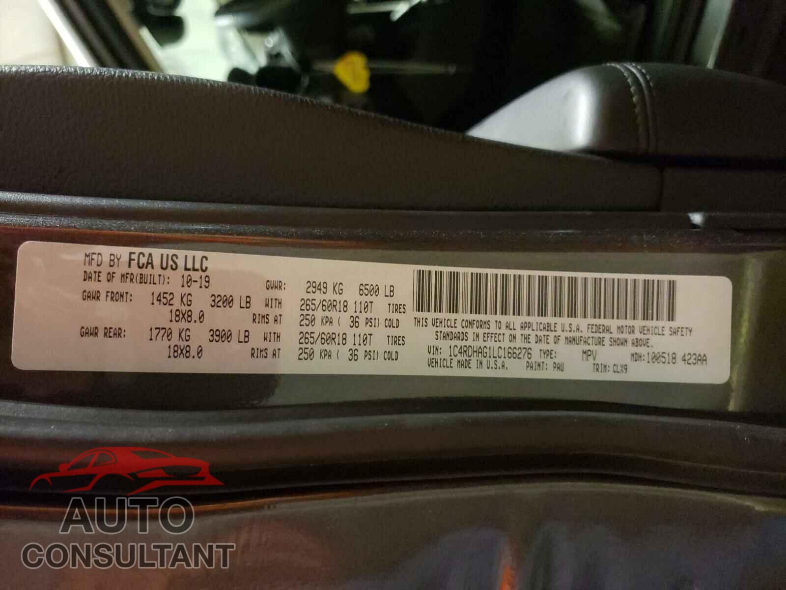 DODGE DURANGO 2020 - 1C4RDHAG1LC166276