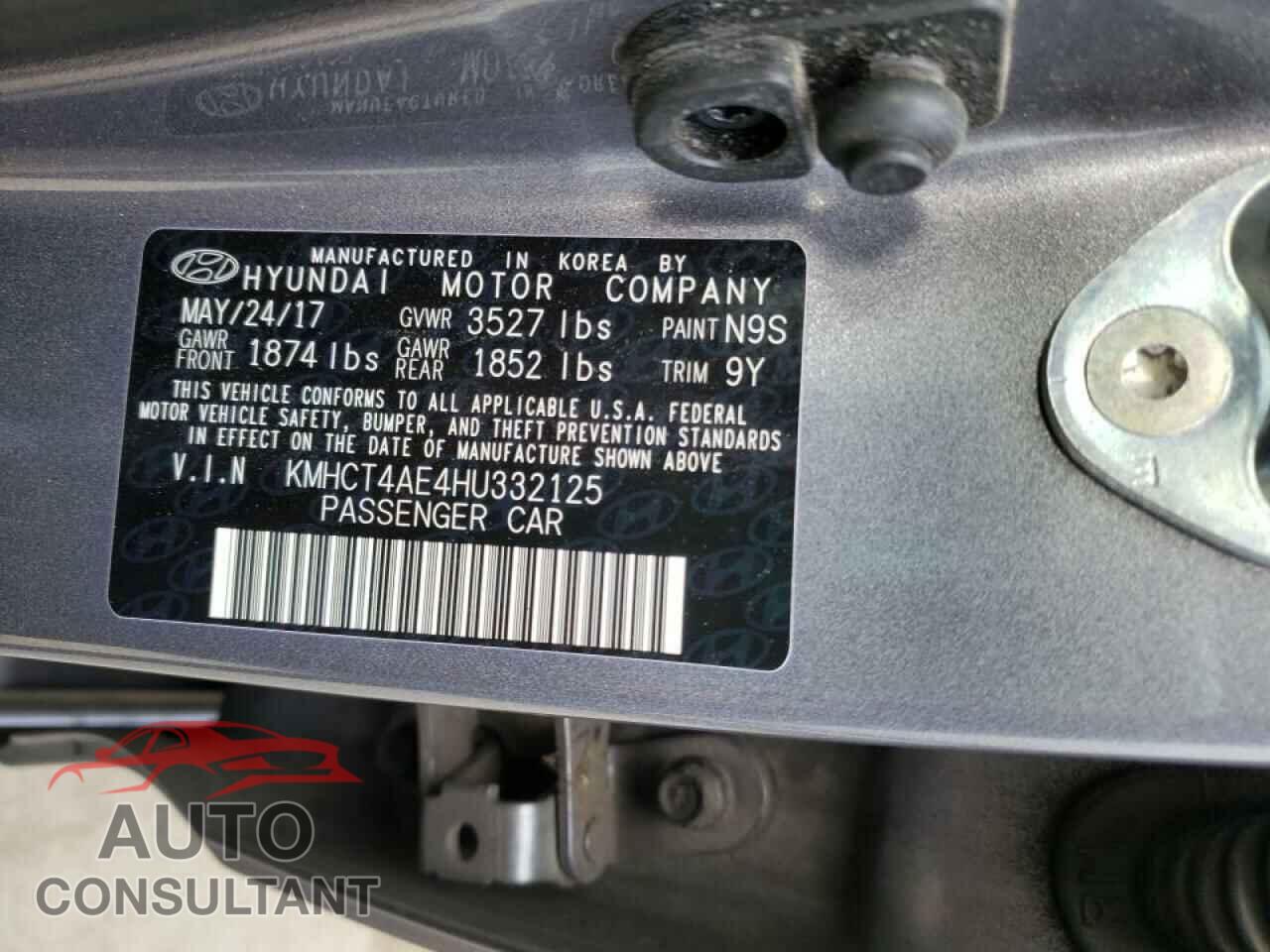 HYUNDAI ACCENT 2017 - KMHCT4AE4HU332125