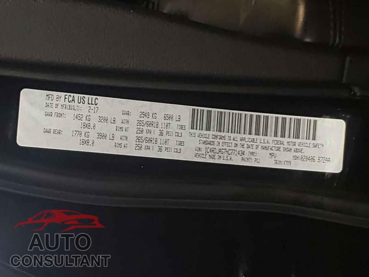 DODGE DURANGO 2017 - 1C4RDJAG7HC771434
