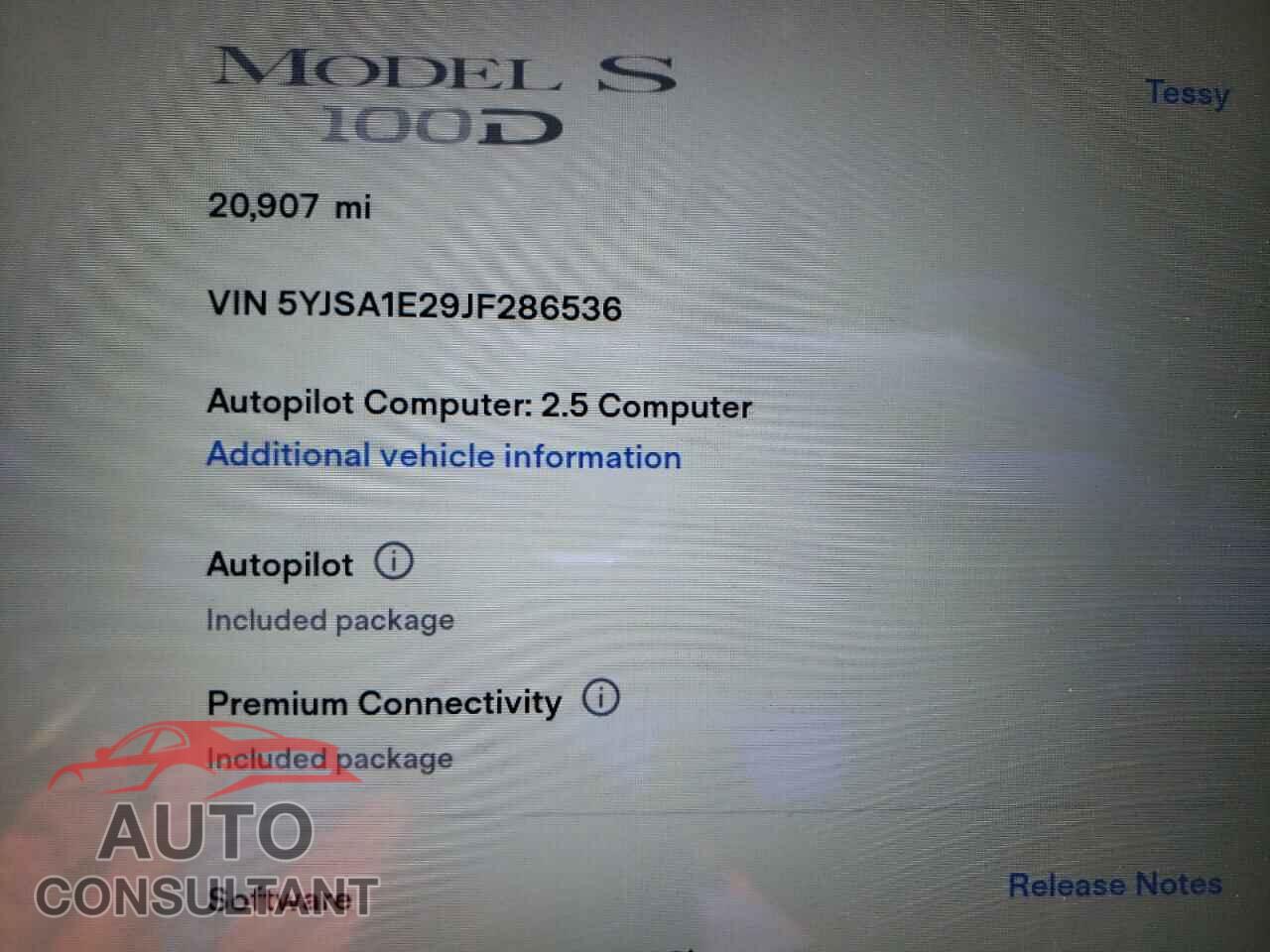 TESLA MODEL S 2018 - 5YJSA1E29JF286536