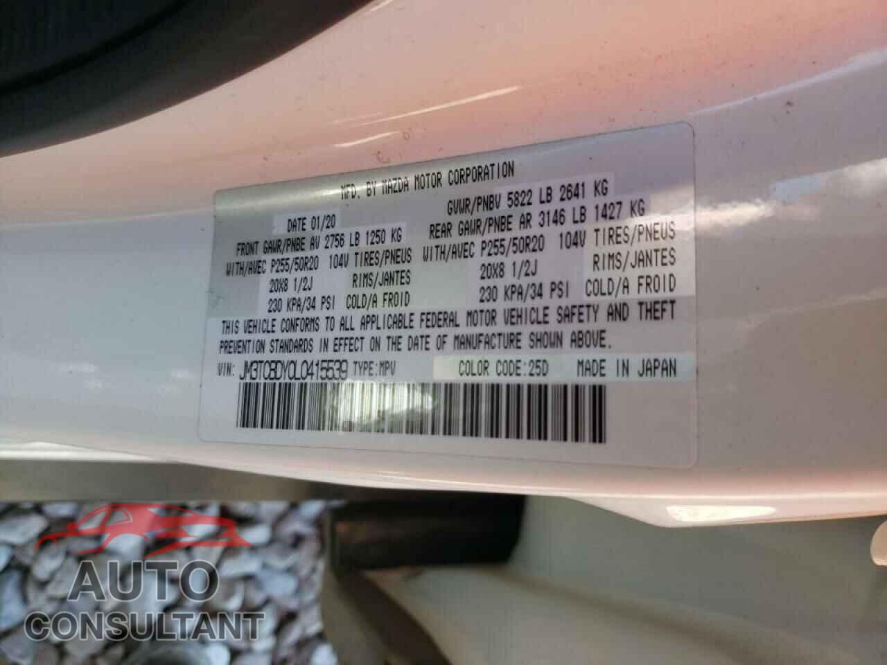 MAZDA CX-9 2020 - JM3TCBDY0L0415539
