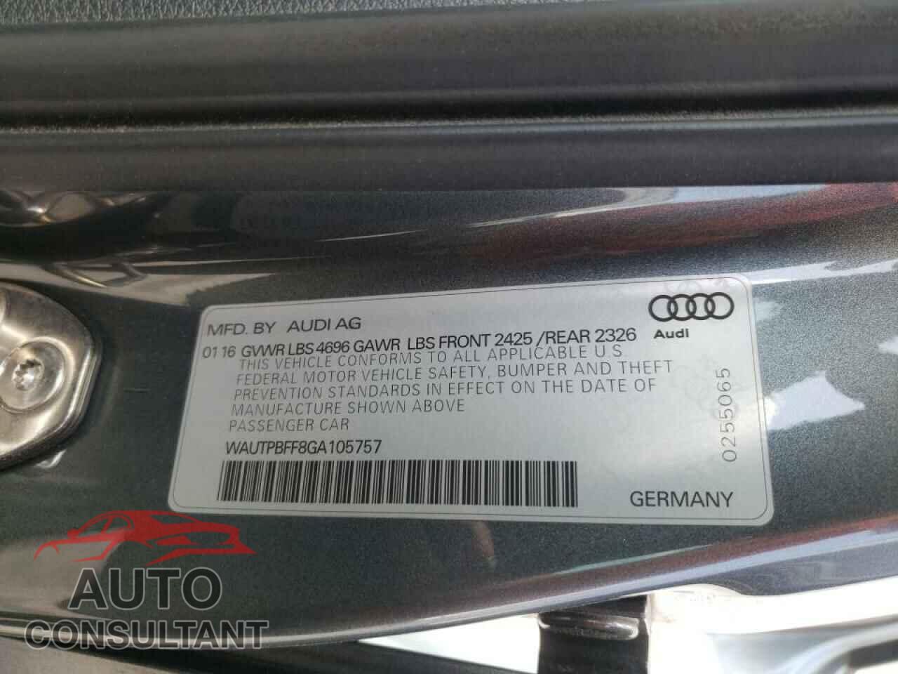 AUDI A3 2016 - WAUTPBFF8GA105757