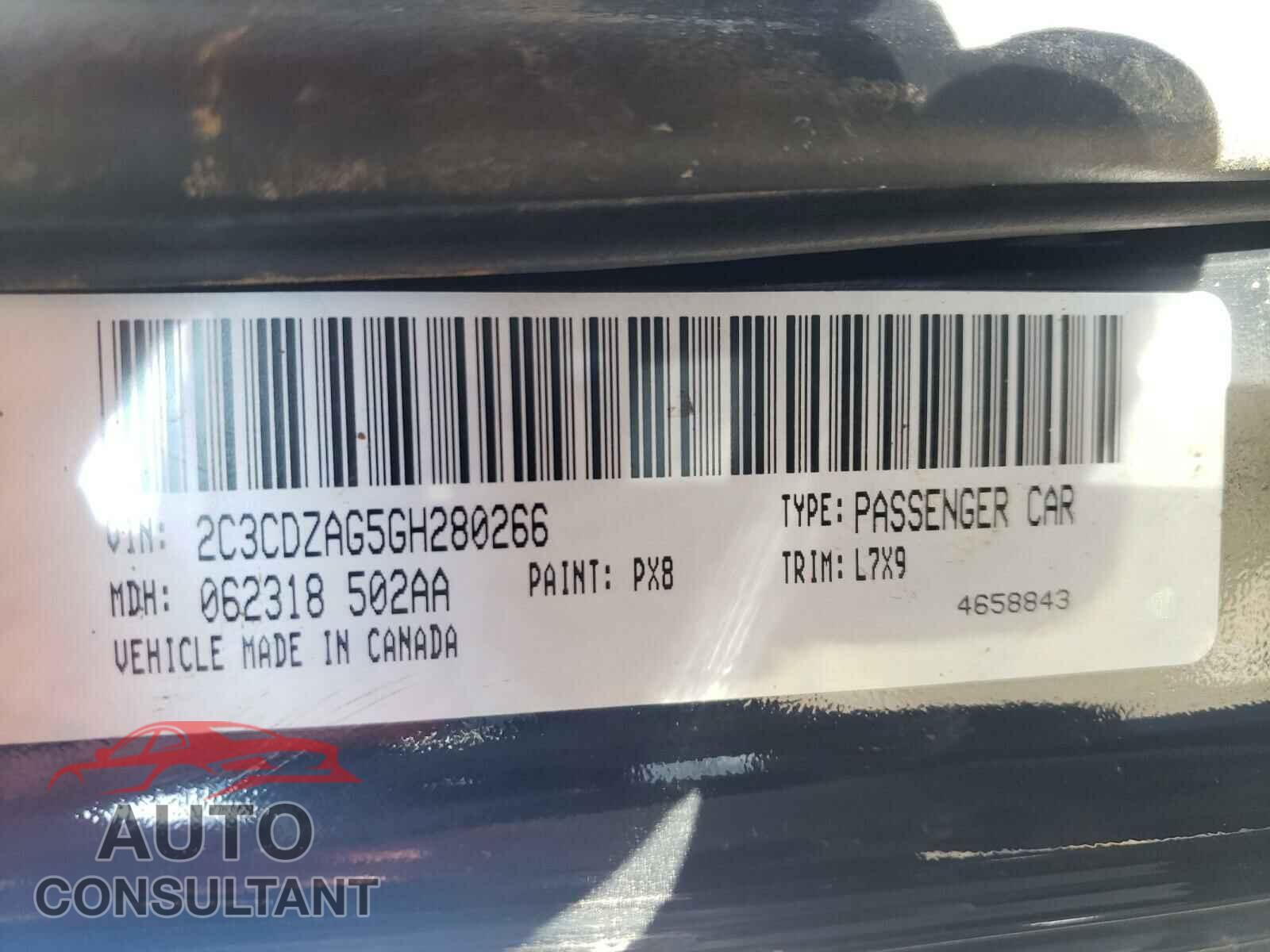 DODGE CHALLENGER 2016 - 2C3CDZAG5GH280266
