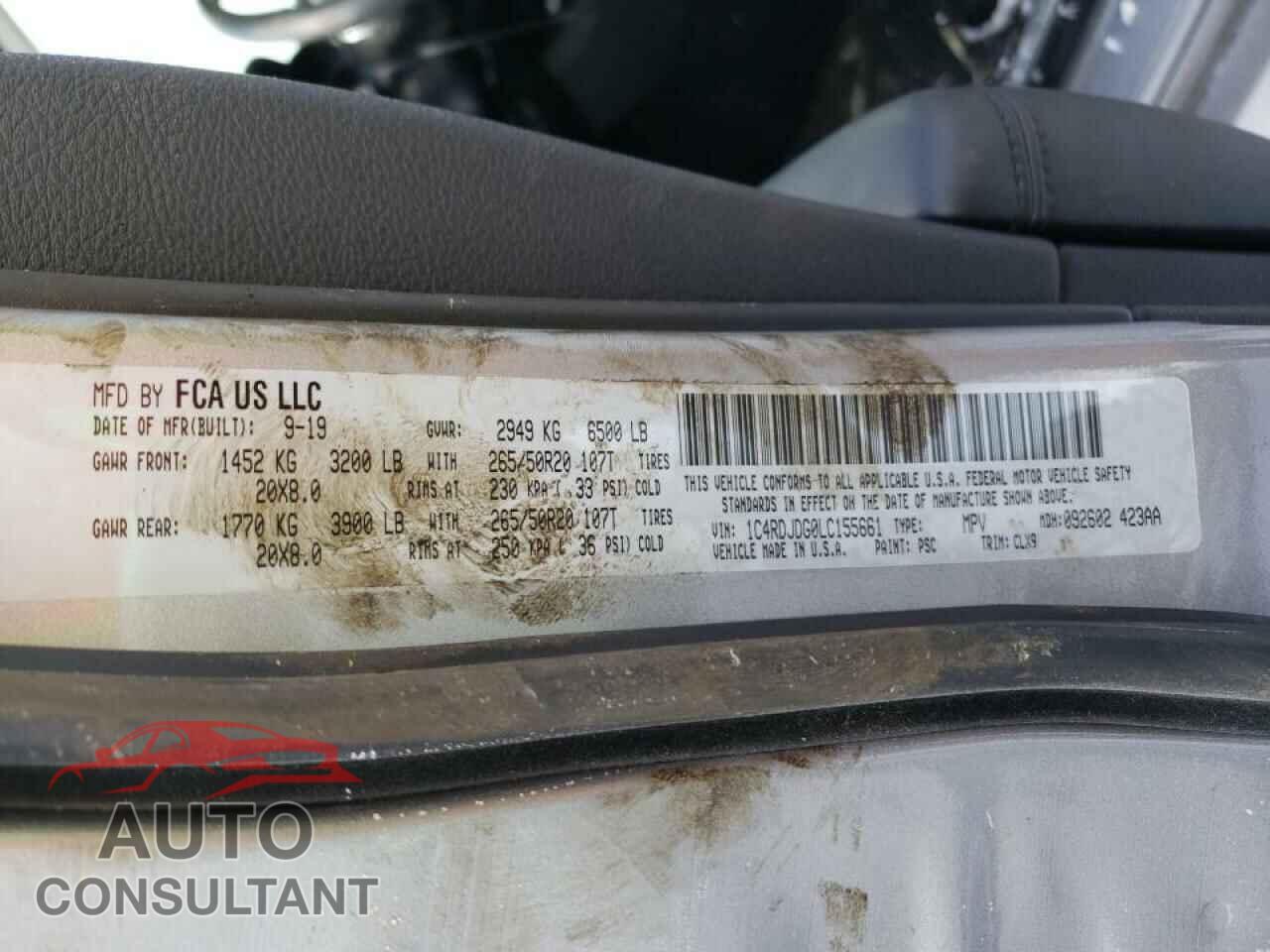 DODGE DURANGO 2020 - 1C4RDJDG0LC155661