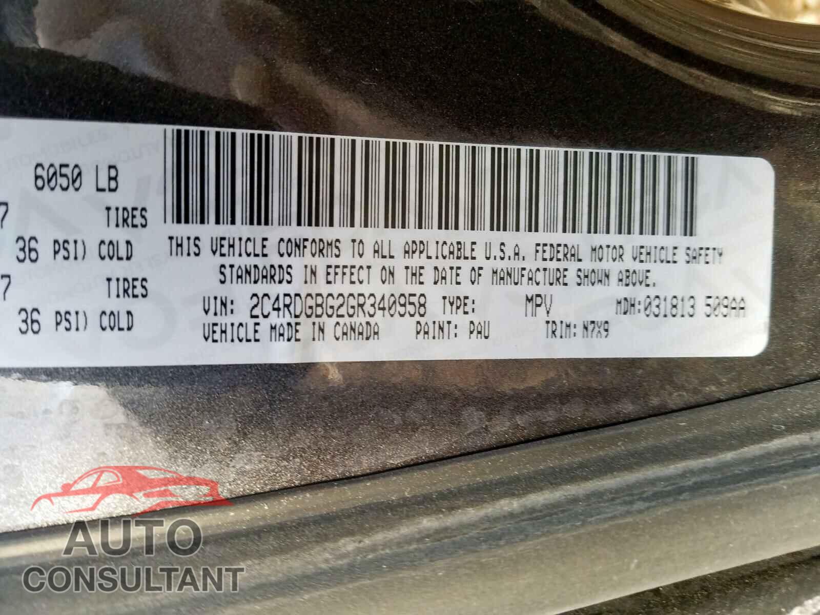 DODGE CARAVAN 2016 - 5YJ3E1EAXMF854751