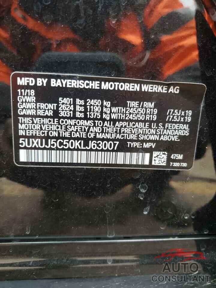 BMW X4 2019 - 5UXUJ5C50KLJ63007