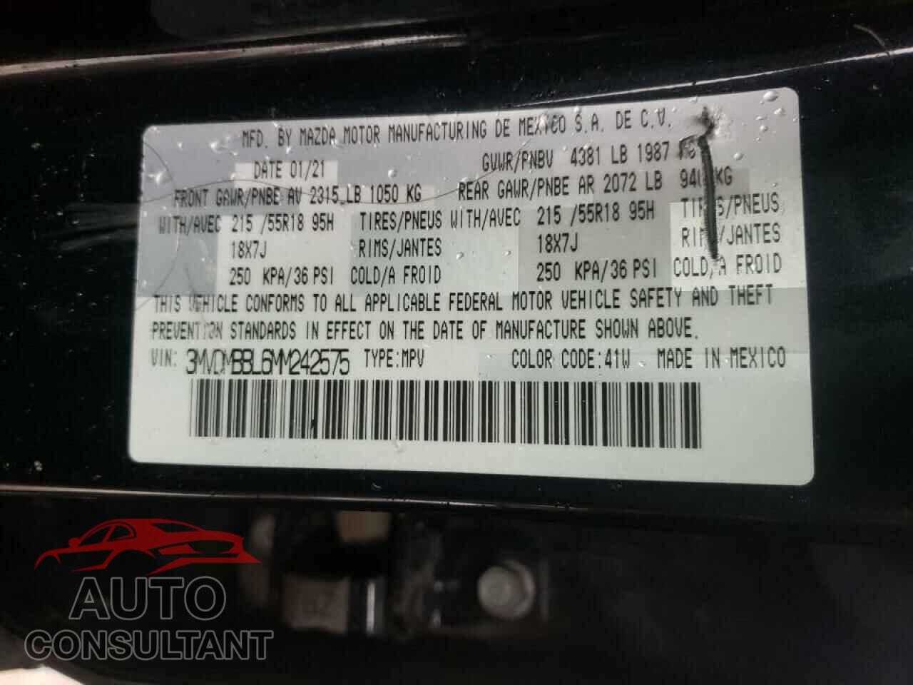 MAZDA CX30 2021 - 3MVDMBBL6MM242575