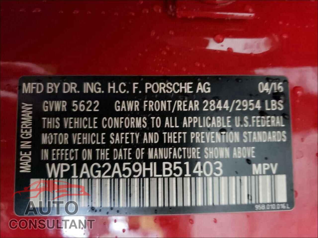 PORSCHE MACAN 2017 - WP1AG2A59HLB51403