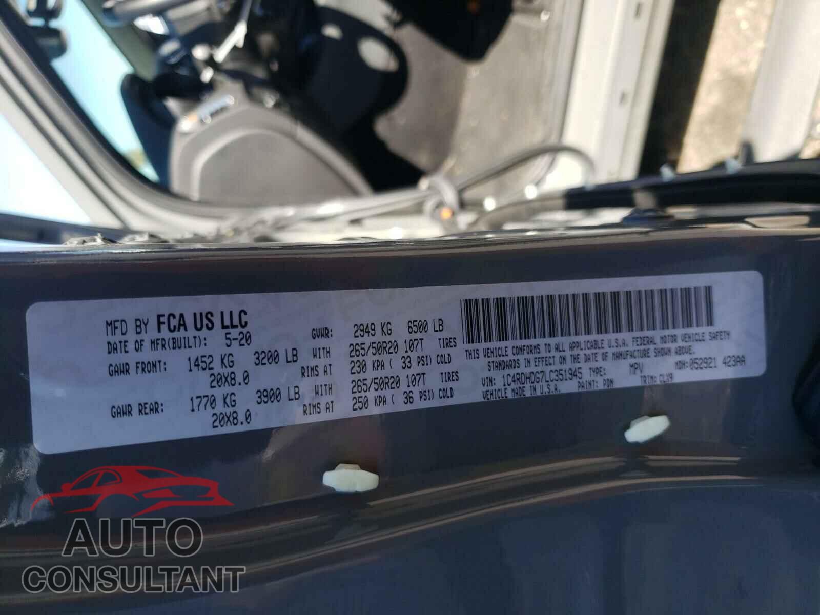 DODGE DURANGO 2020 - 1C4RDHDG7LC351945