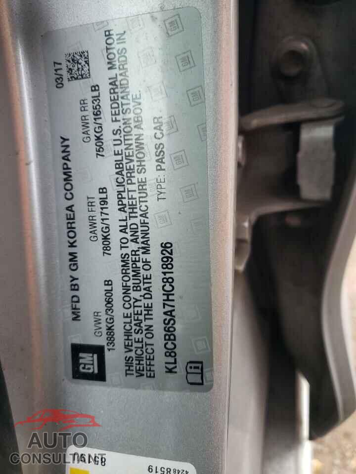 CHEVROLET SPARK 2017 - KL8CB6SA7HC818926