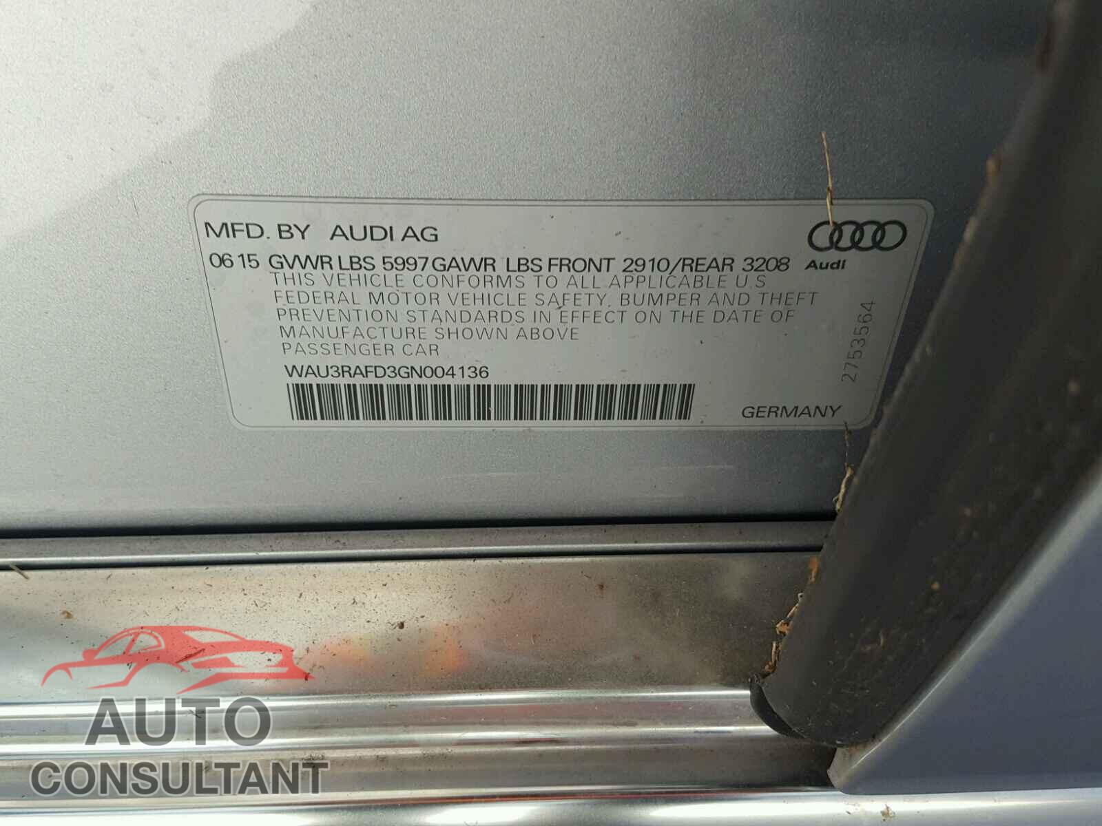 AUDI A8 2016 - WAU3RAFD3GN004136