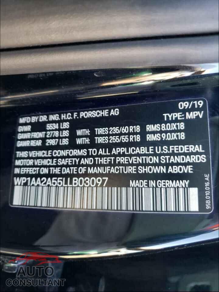 PORSCHE MACAN 2020 - WP1AA2A55LLB03097